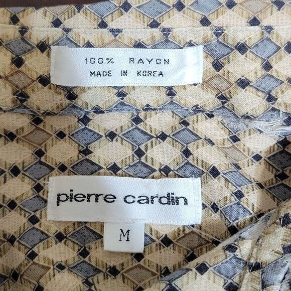 PIERRE CARDIN Diamond Pattern Blue‎ and Tan Casual Shirt Medium - Picture 7 of 7